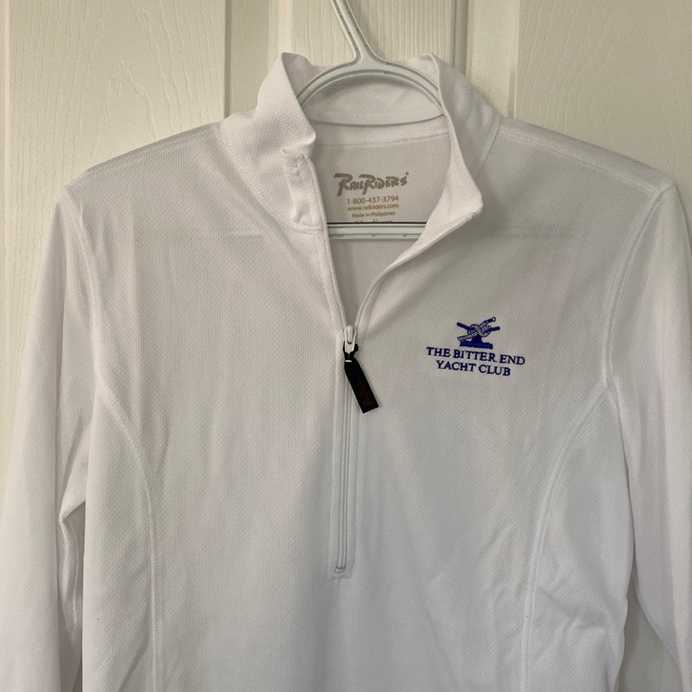 Rail Riders White 1/4 Zip Top, Medium
